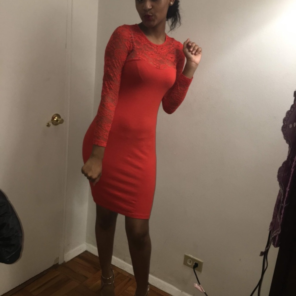 Red lace dress